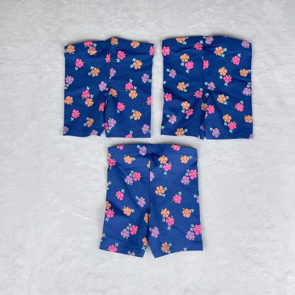 Lot of 3 Cat & Jack Bike Shorts Baby Girls 12M Blue Floral Extra Durable Knee‎